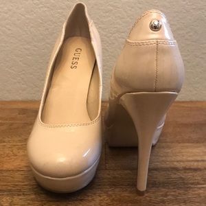 GUESS Patent Leather Nude Heels